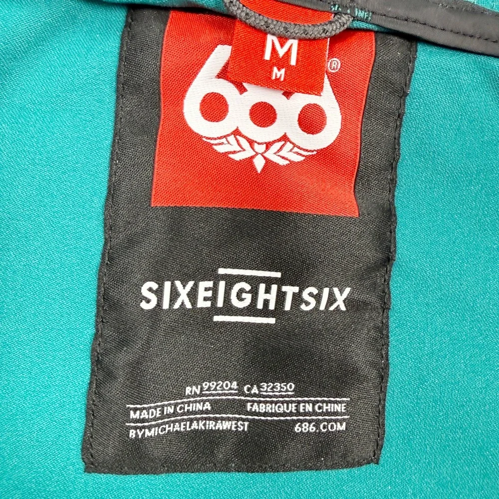 686 Unix Hooded Jacket Size M Mens Deep Lake Blue KCR915, NEW